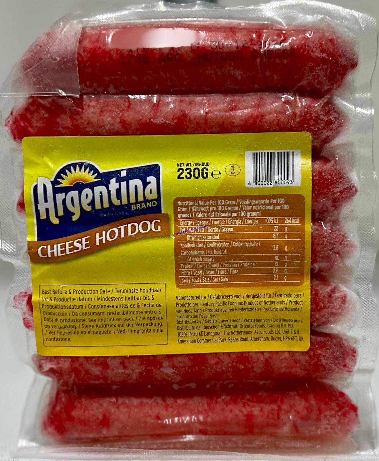 Argentina Cheese Hotdog 230g - COLLECTION ONLY